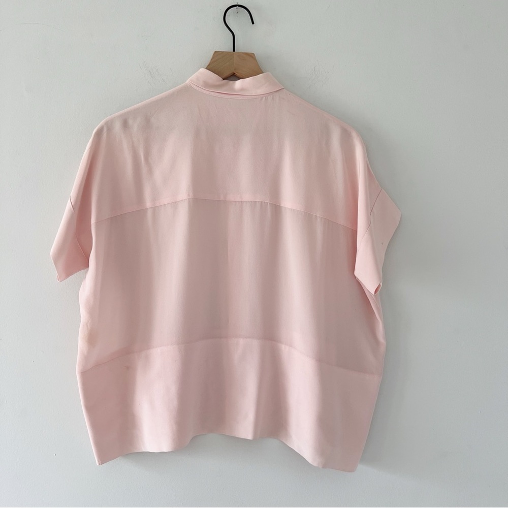 Everlane silk square shirt boxy button down blouse pink 0 - Picture 5 of 9